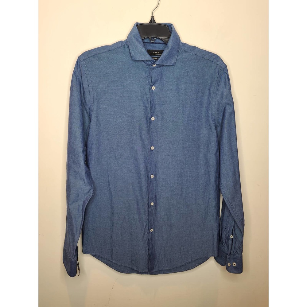 Zara blue long sleeve button down shirt - medium